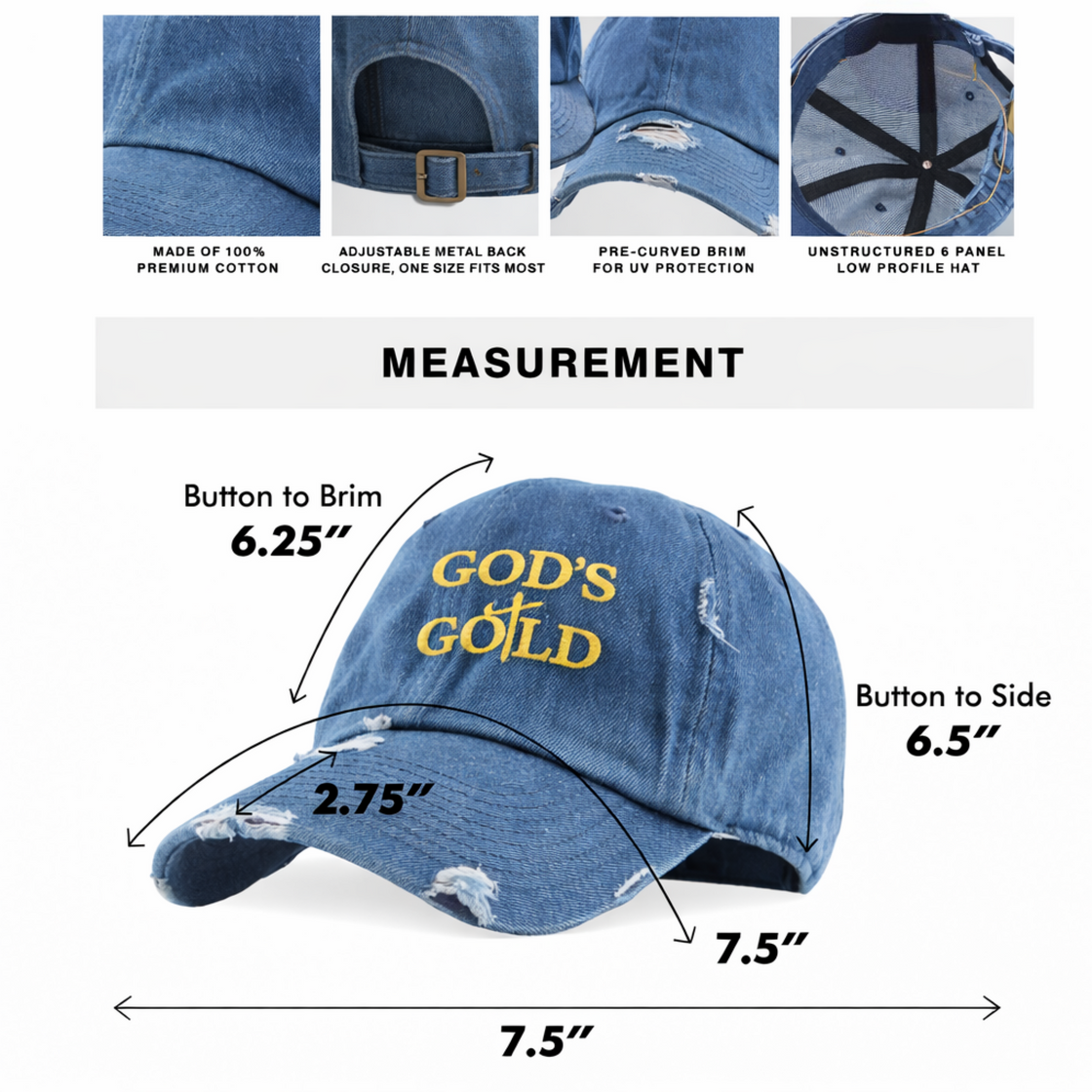 God’s Gold Distressed Dad Hat