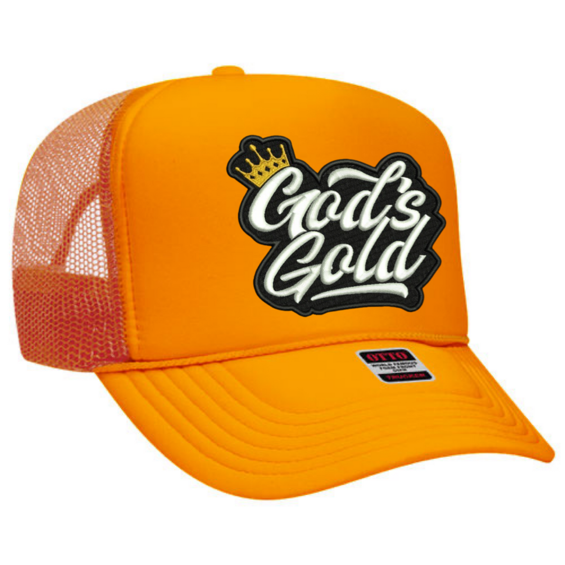 God's Gold Neon Orange Trucker Hat