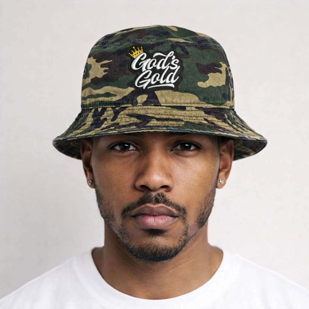 Embroidery God's Gold Camouflage Bucket Hat