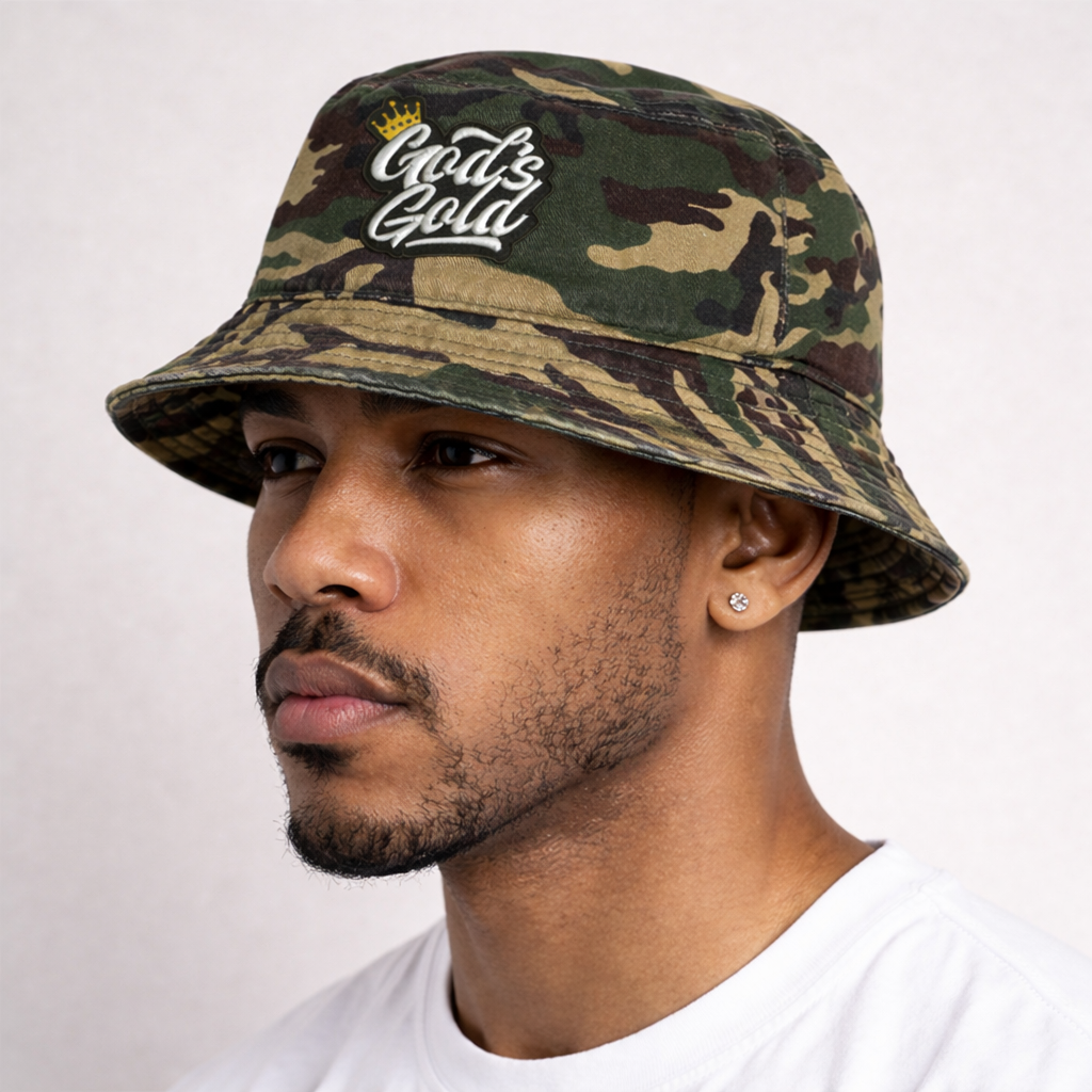 Embroidery God's Gold Camouflage Bucket Hat