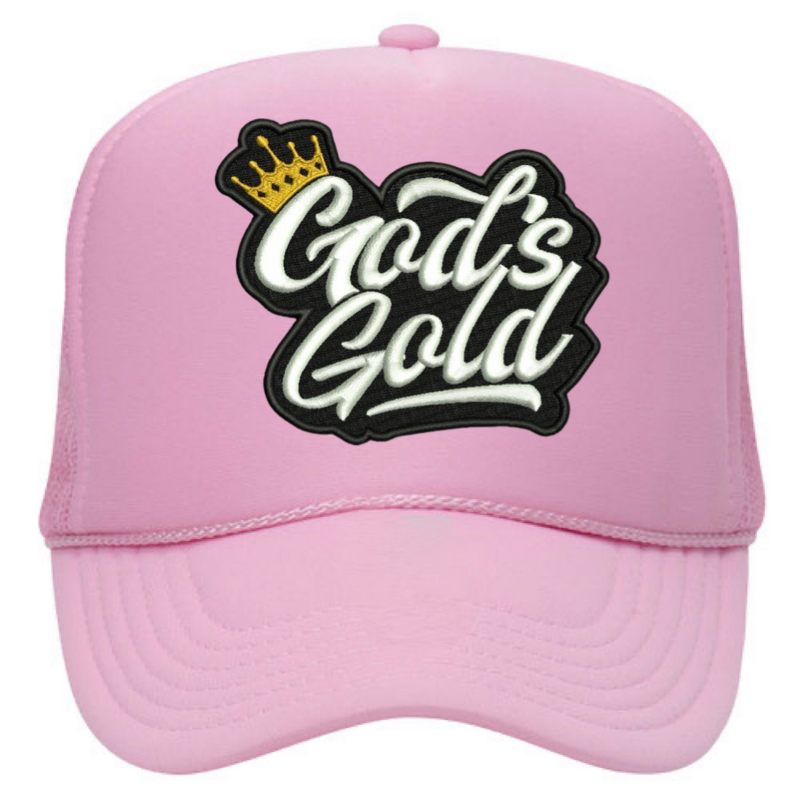 God’s Gold Classic Embroidered Trucker Hat | Pink