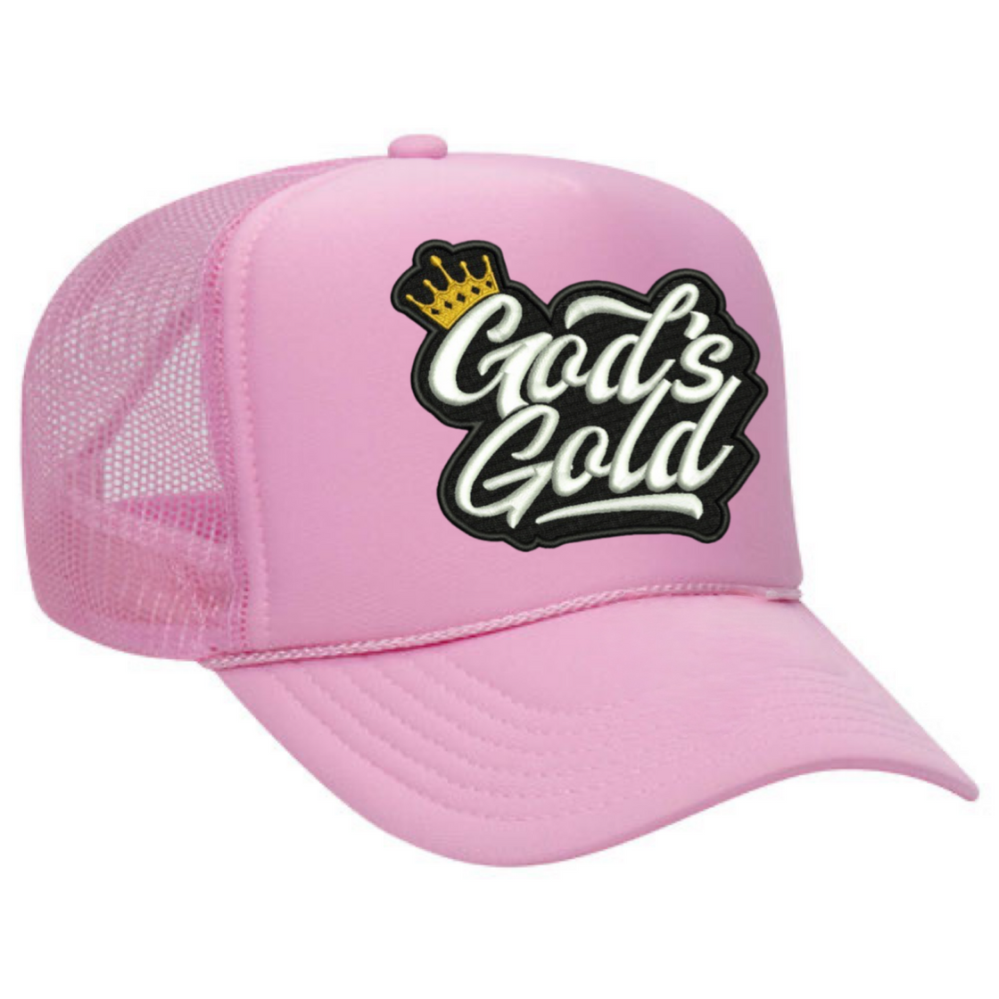 God’s Gold Classic Embroidered Trucker Hat | Pink
