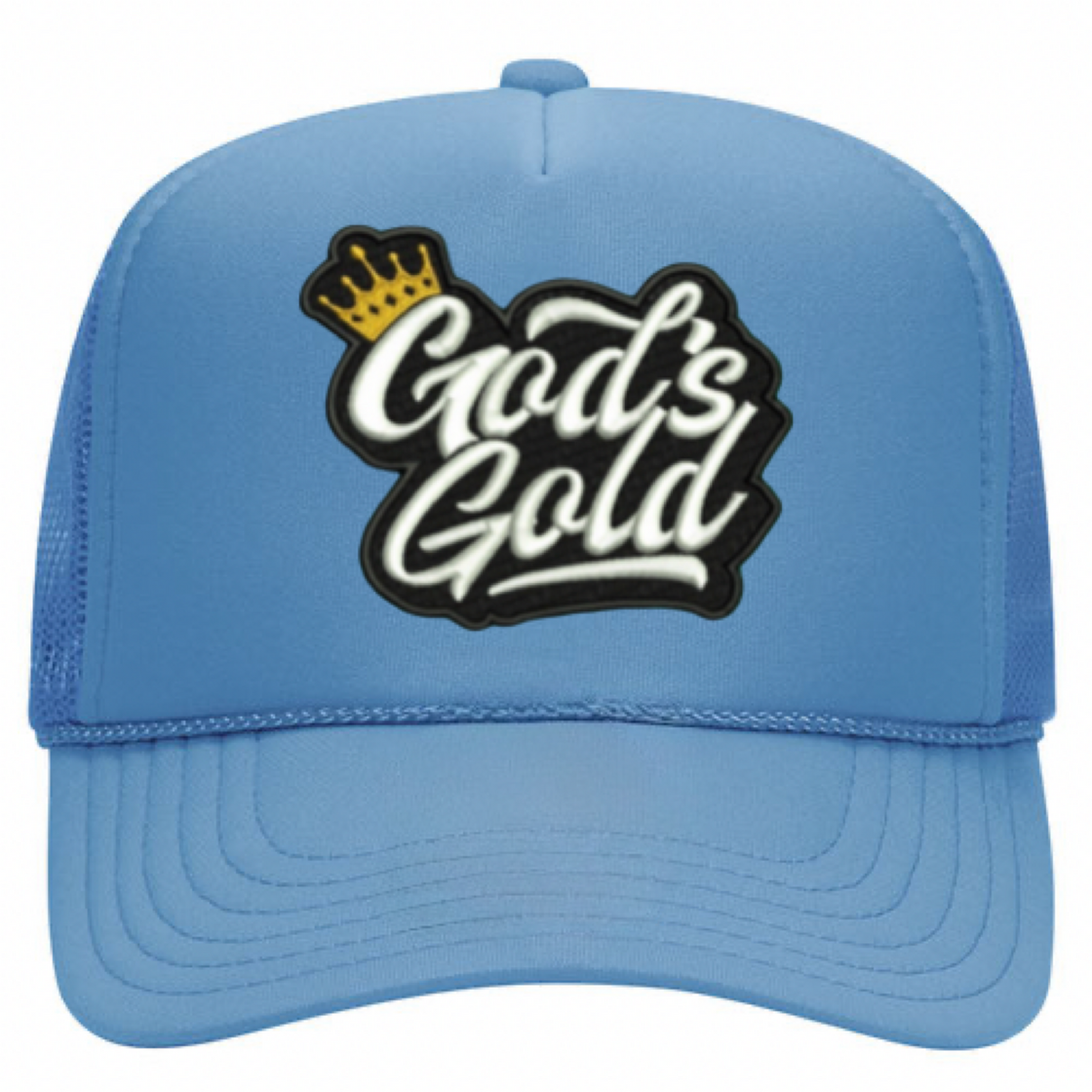 God’s Gold Classic Embroidered Trucker Hat | Cool Blue