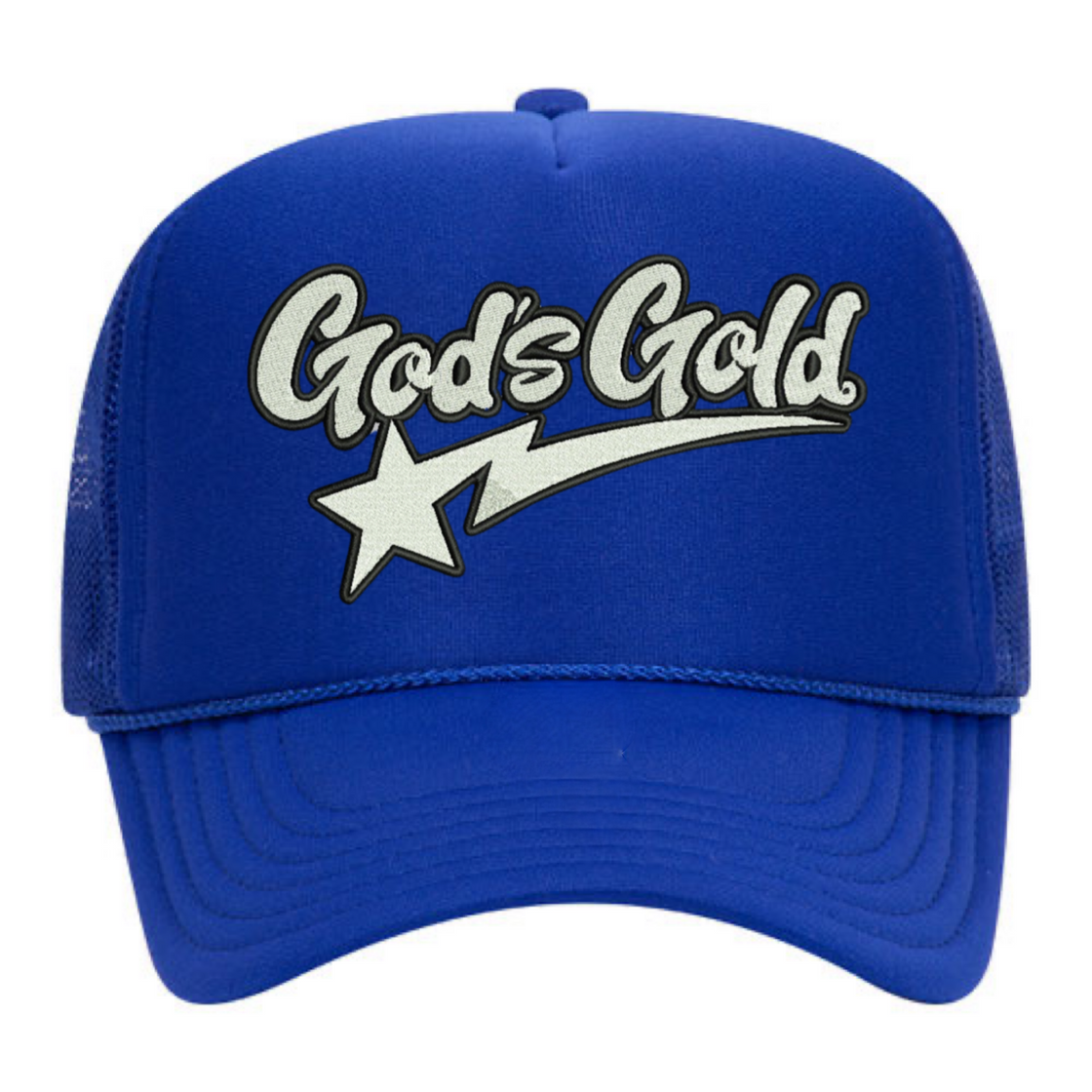 God’s Gold Embroidered Trucker Hat | Blue