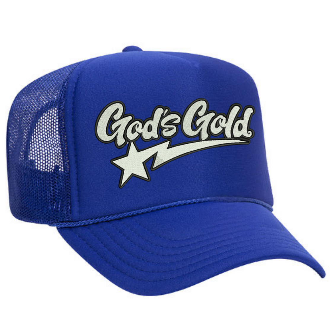 God’s Gold Embroidered Trucker Hat | Blue