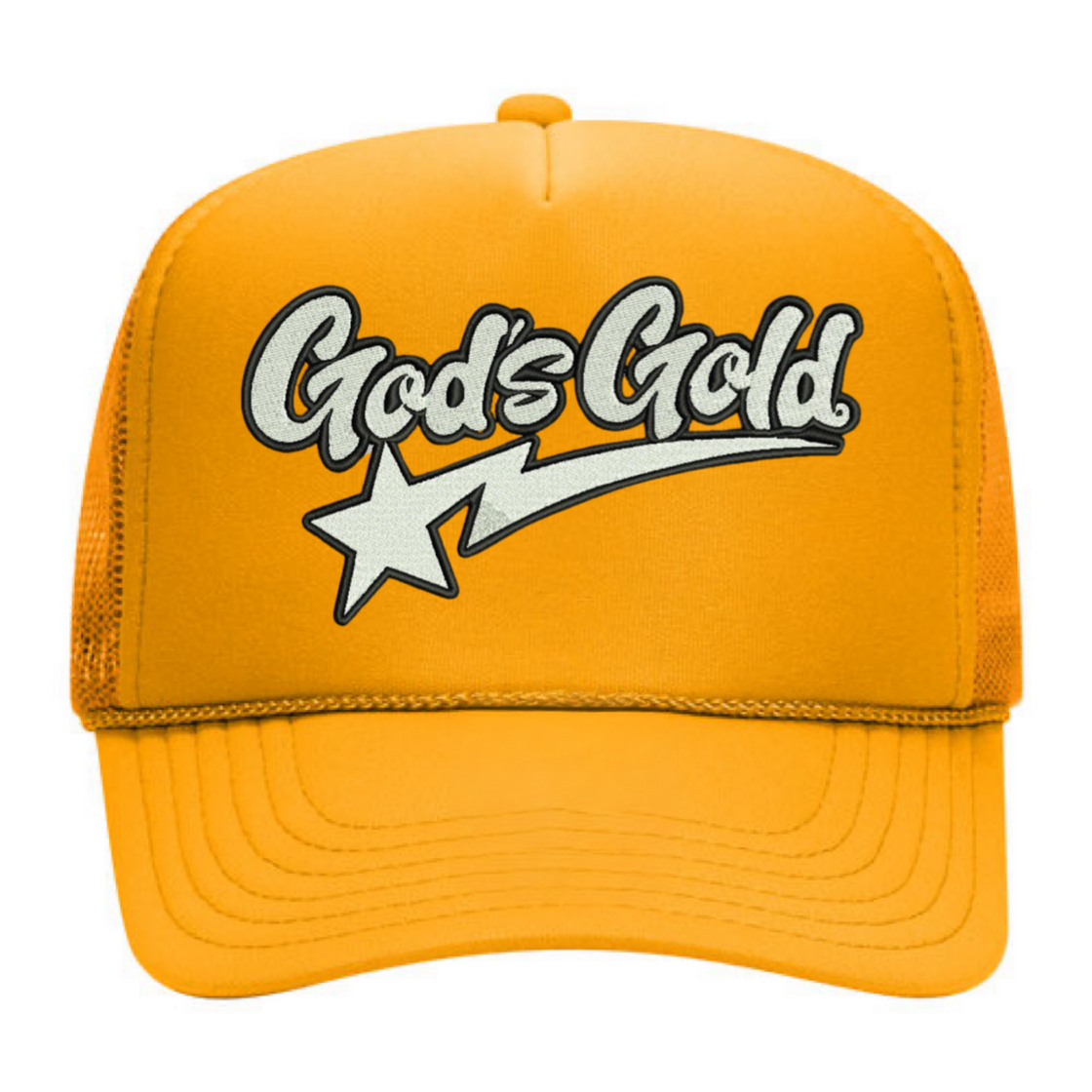 God’s Gold Embroidered Trucker Hat | Gold