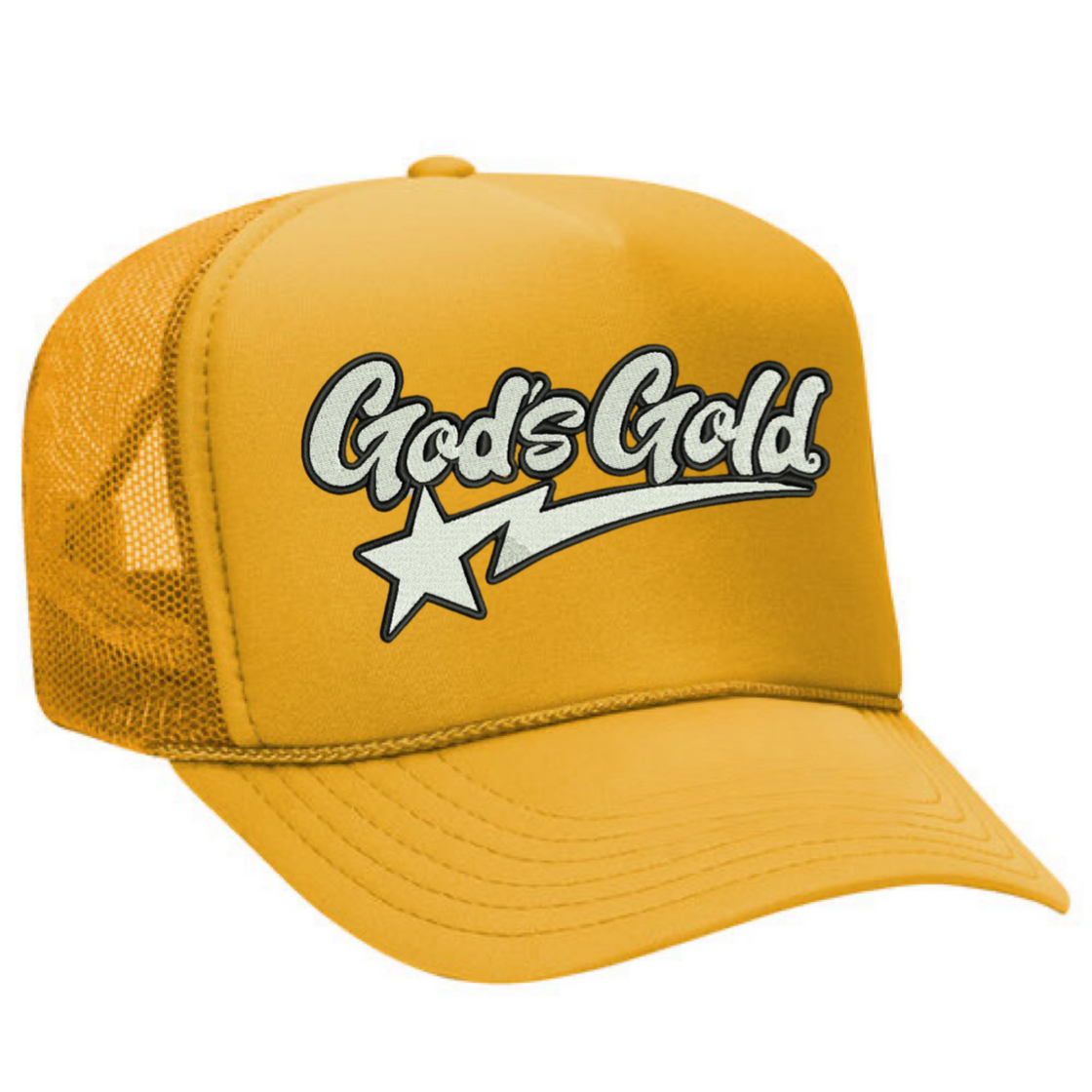 God’s Gold Embroidered Trucker Hat | Gold