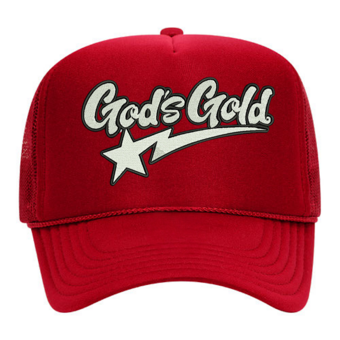 God's Gold Star Red Trucker Hat