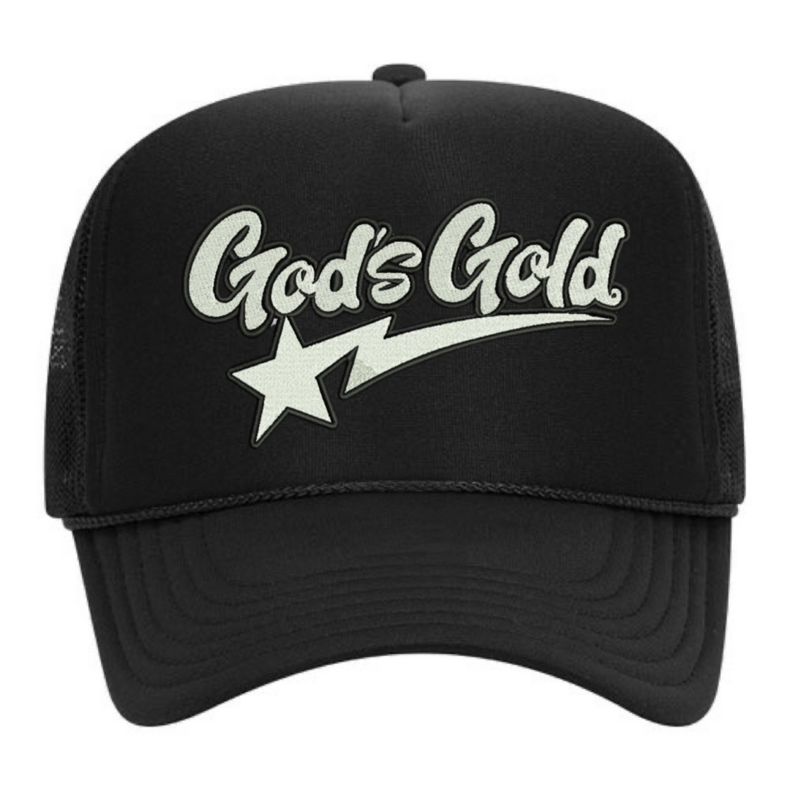 God's Gold Star Black Trucker Hat