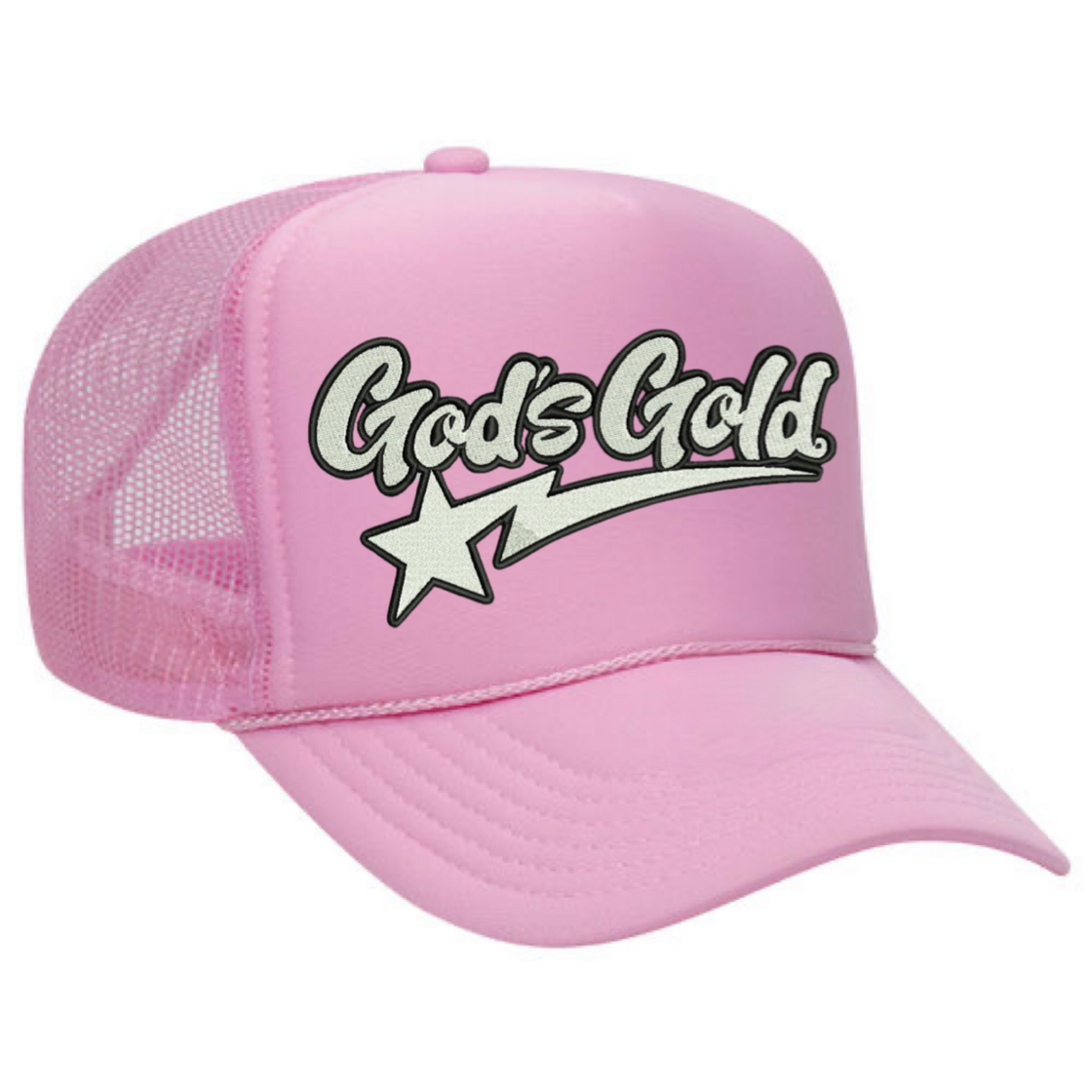 God's Gold Star Pink Trucker Hat