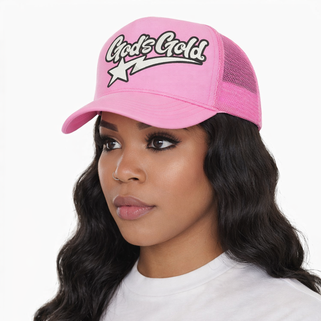God's Gold Star Pink Trucker Hat