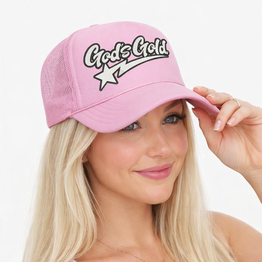 God's Gold Star Pink Trucker Hat