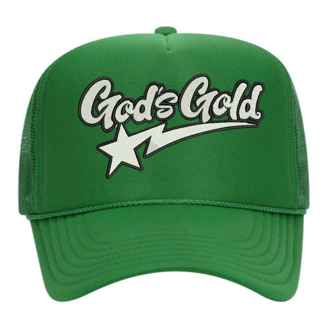 God’s Gold Embroidered Trucker Hat | Green
