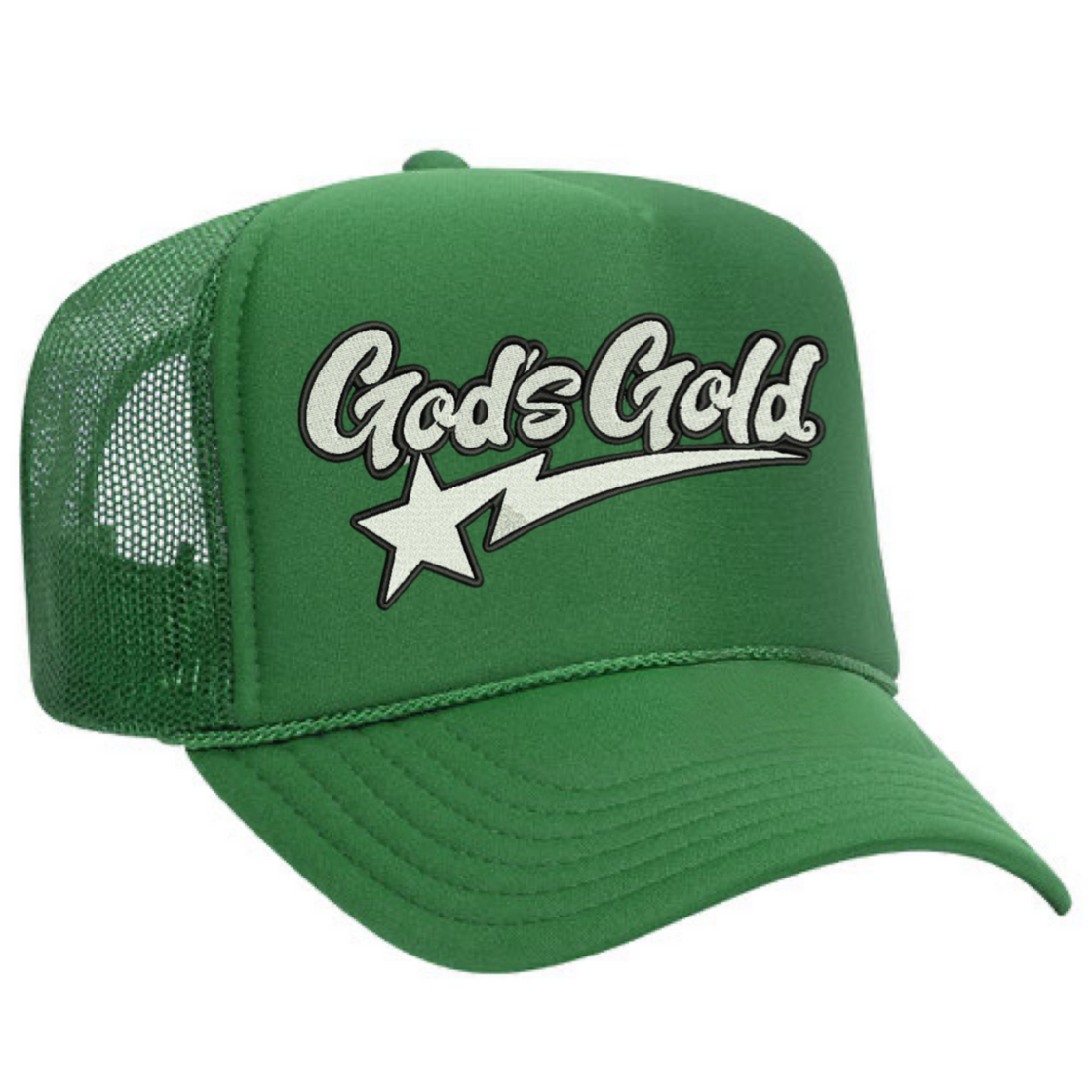 God’s Gold Embroidered Trucker Hat | Green
