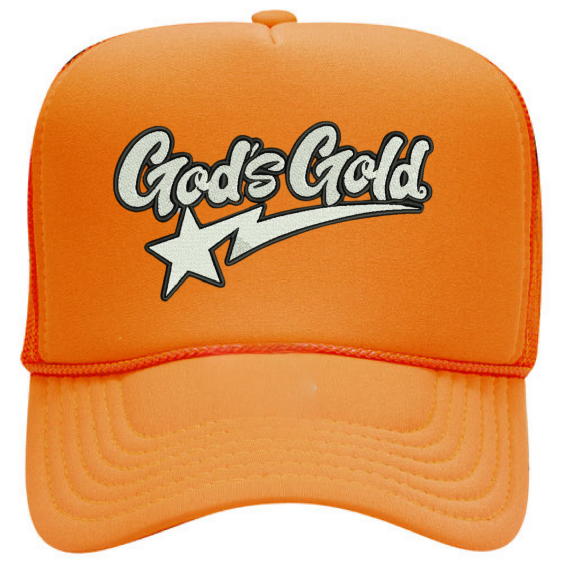 God’s Gold Embroidered Trucker Hat | Orange