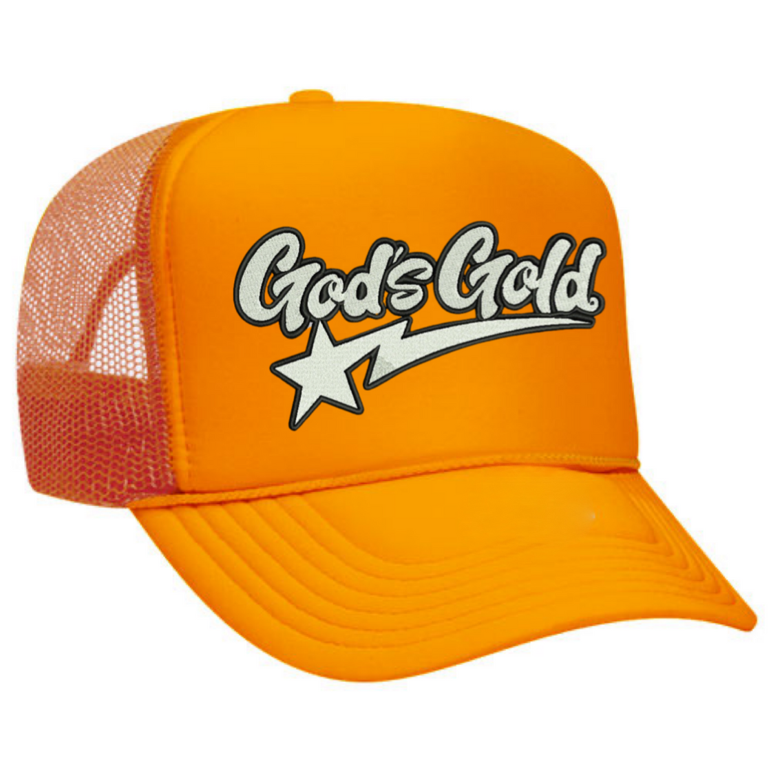 God’s Gold Embroidered Trucker Hat | Orange