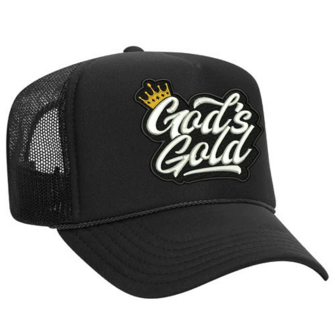 God’s Gold Classic Embroidered Trucker Hat | Black