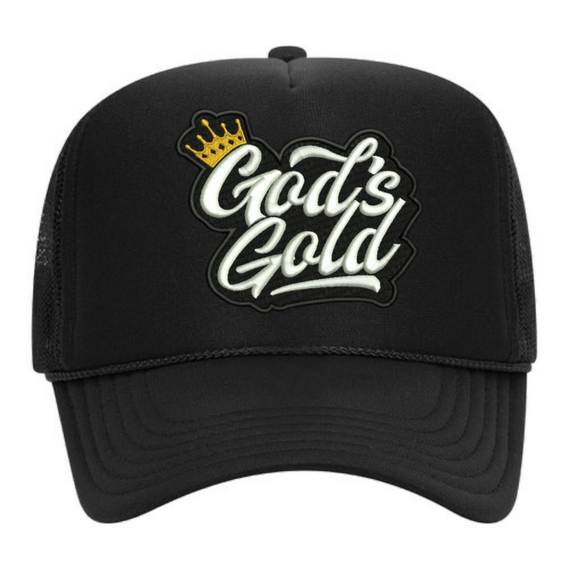 God’s Gold Classic Embroidered Trucker Hat | Black