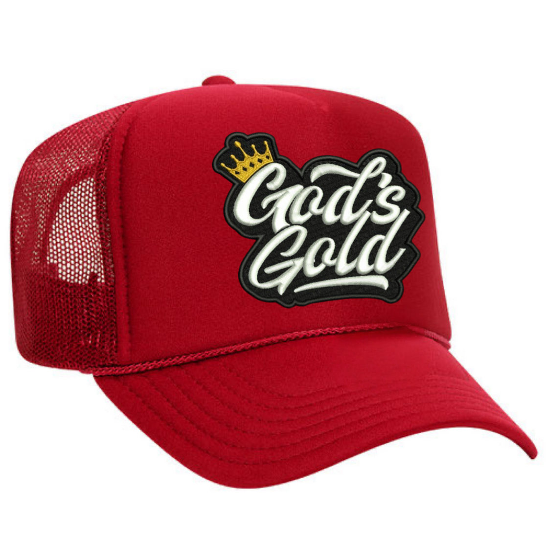 God’s Gold Classic Embroidered Trucker Hat | Red