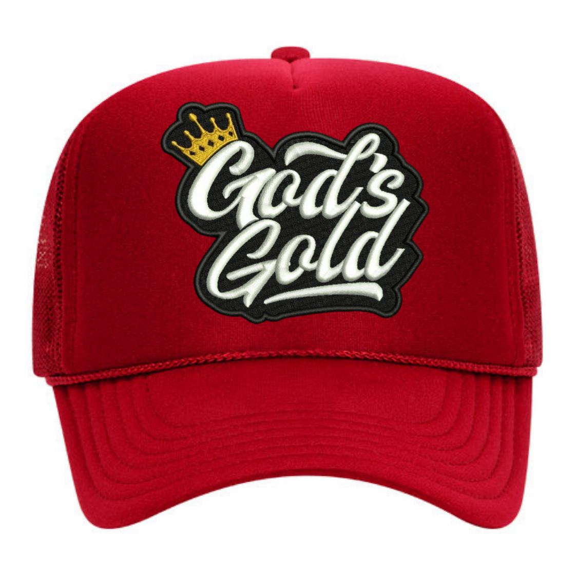 God’s Gold Classic Embroidered Trucker Hat | Red