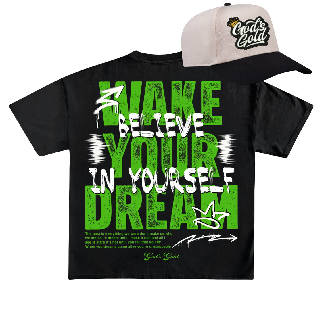 Wake Your Dream Premium Tee + God’s Gold Embroidered Hat Bundle