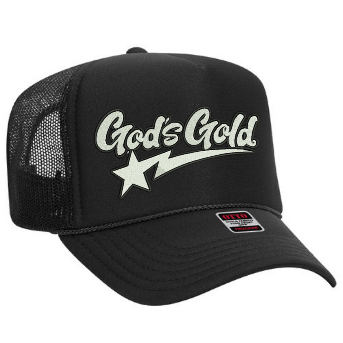 God's Gold Star Black Trucker Hat