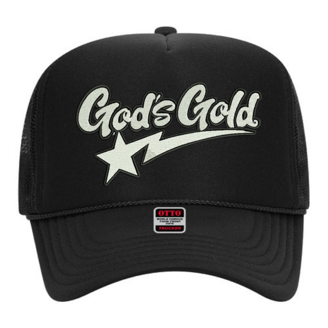 God's Gold Star Black Trucker Hat