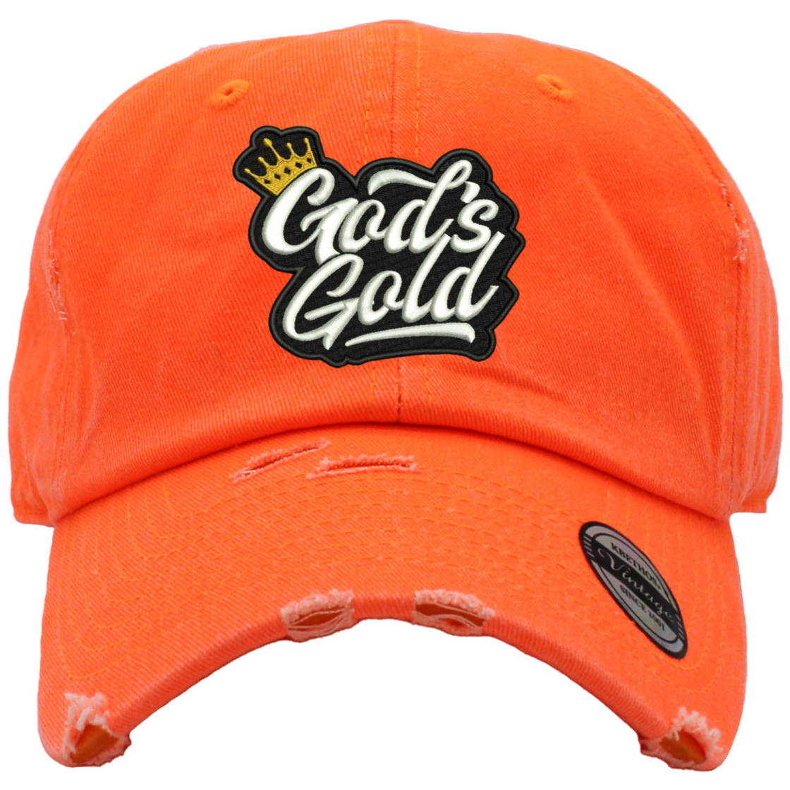 Vintage Distressed God's Gold Orange Dad Hat