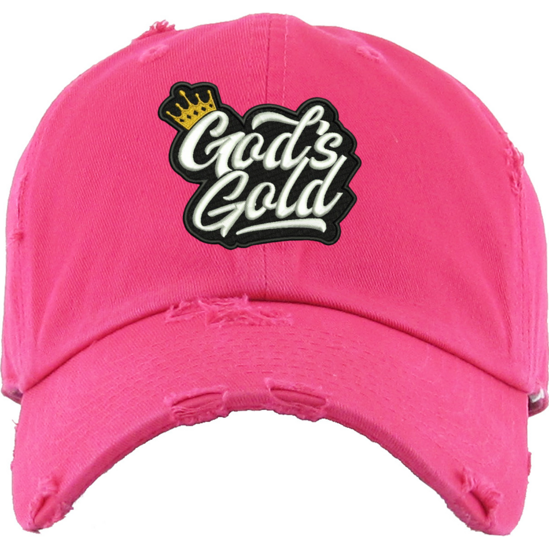 Vintage Distressed God's Gold Pink Dad Hat