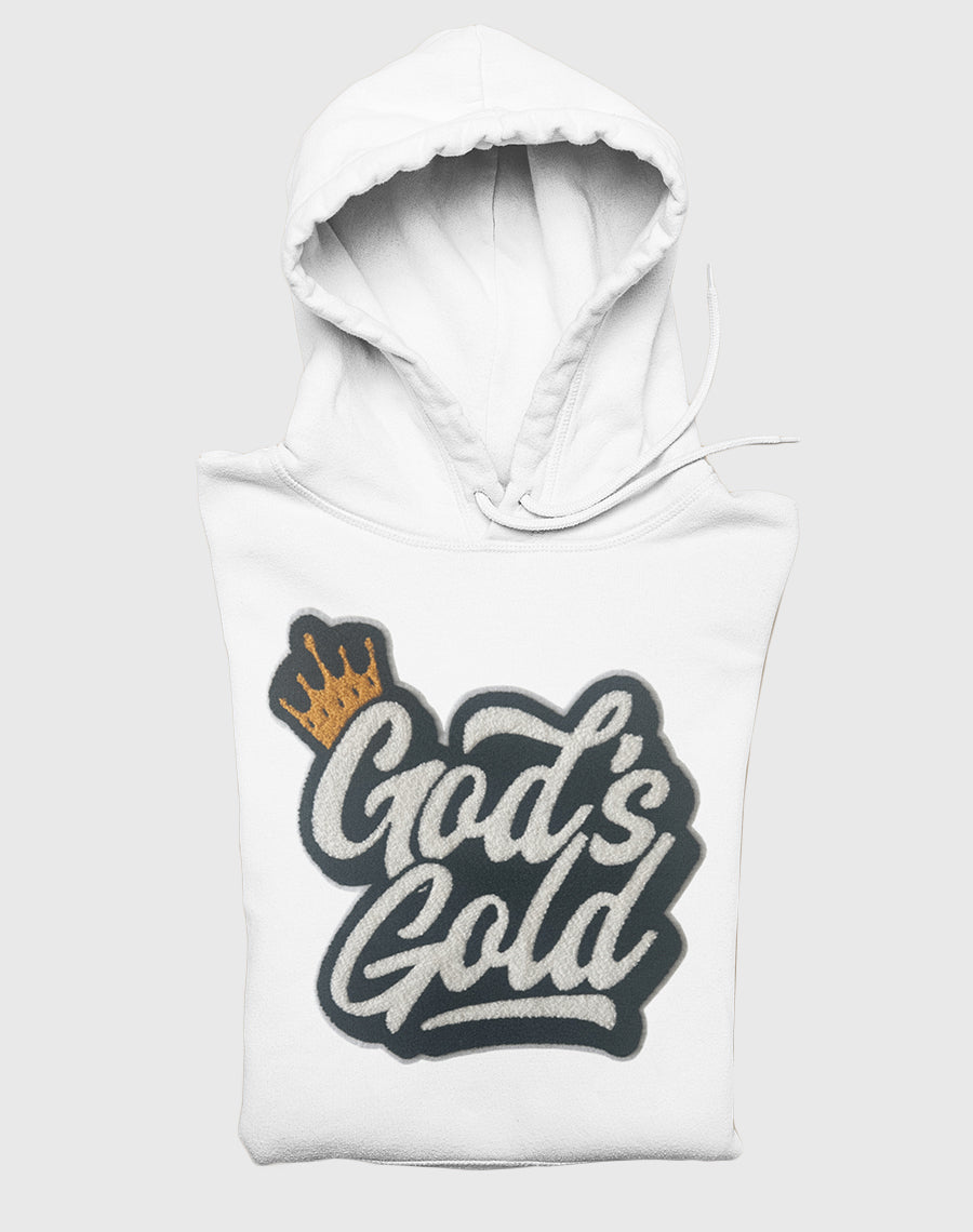 God's Gold Chenille White Hoodie