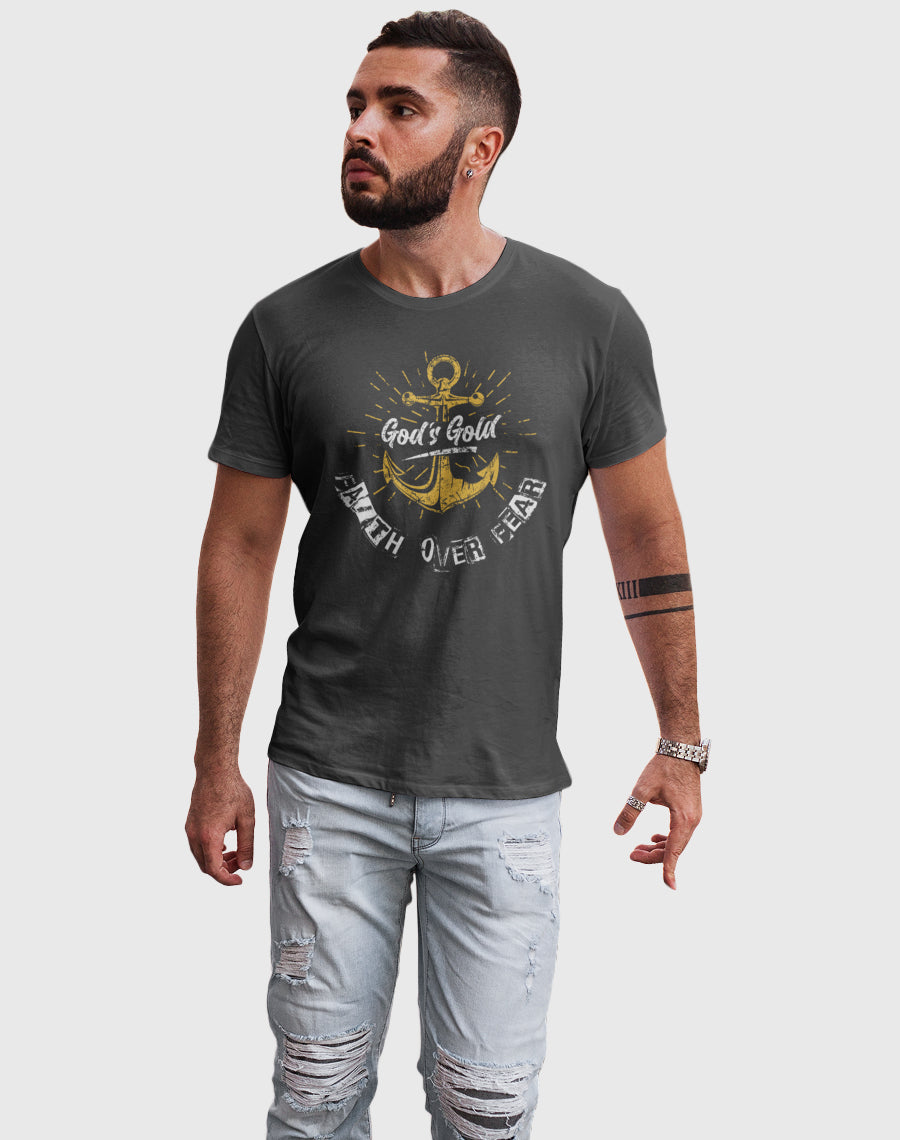 Gold Faith Over Fear Grey T-Shirt