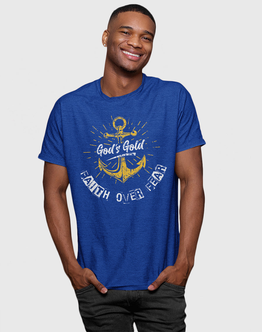 God's Gold Faith Over Fear Royal Blue T-Shirt