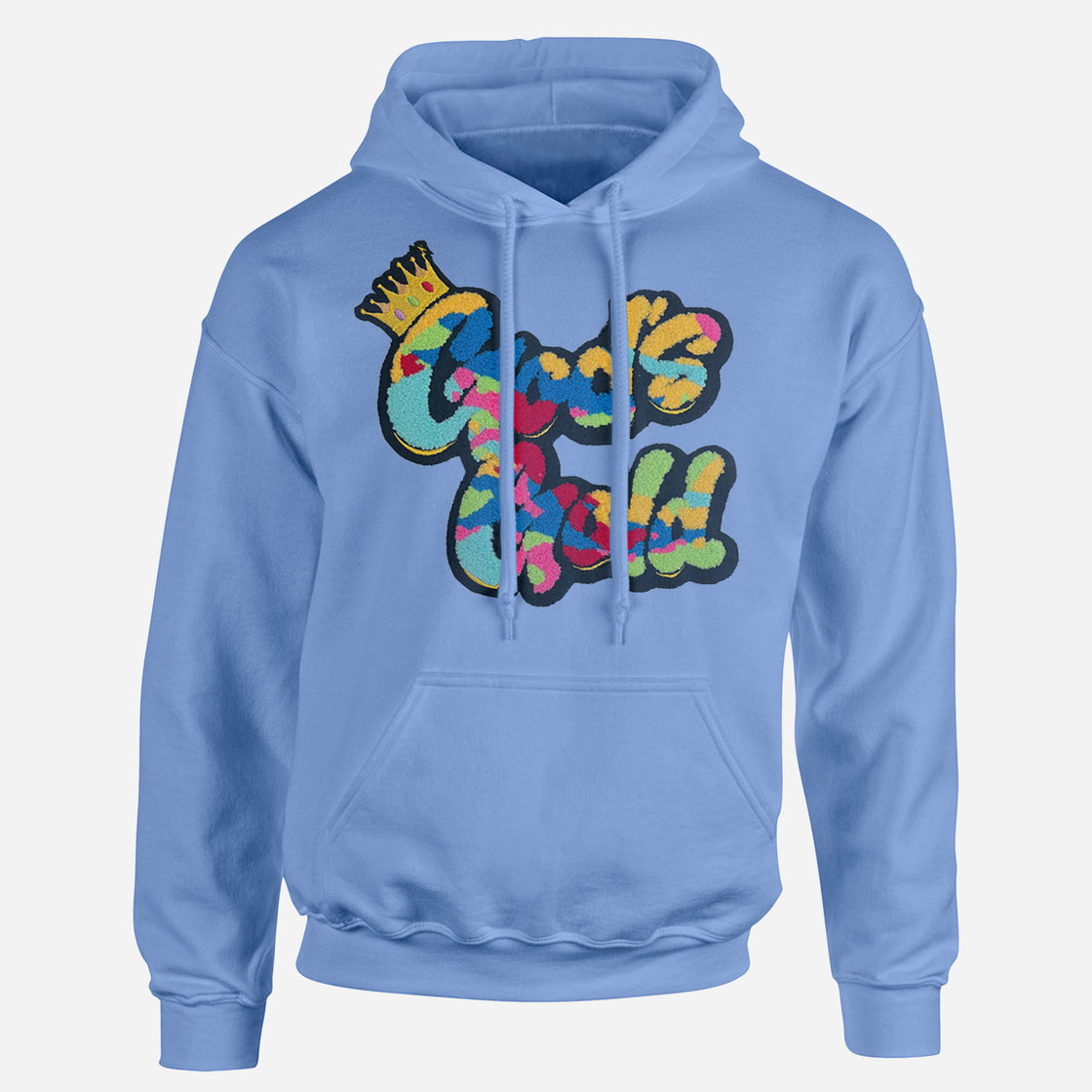 God's Gold Chenille Multi-Color Carolina Blue Hoodie