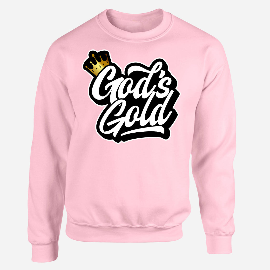 God's Gold Skull Pink Crew Neck Sweater