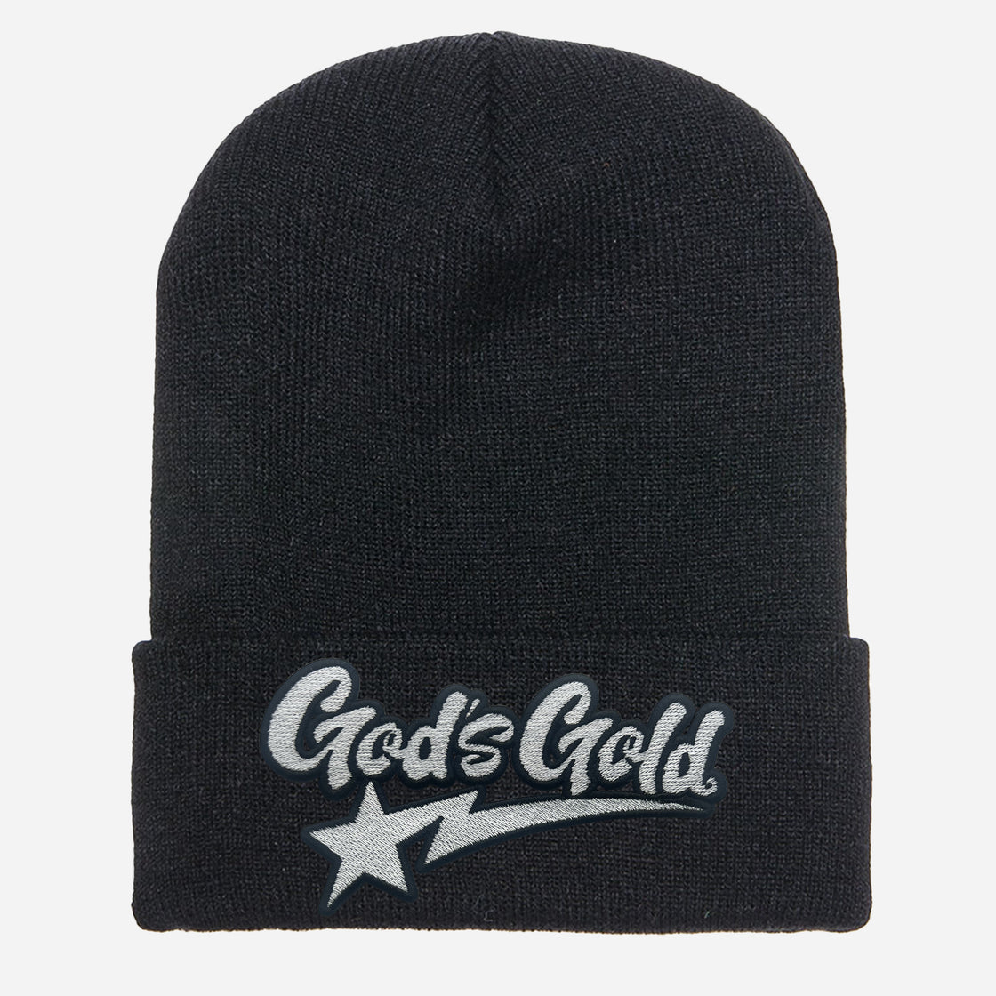God's Gold Cuffed Knit Beanie Black