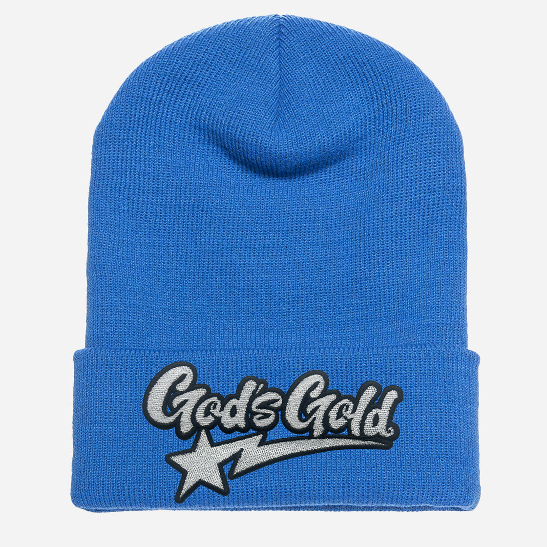 God's Gold Cuffed Knit Beanie Blue