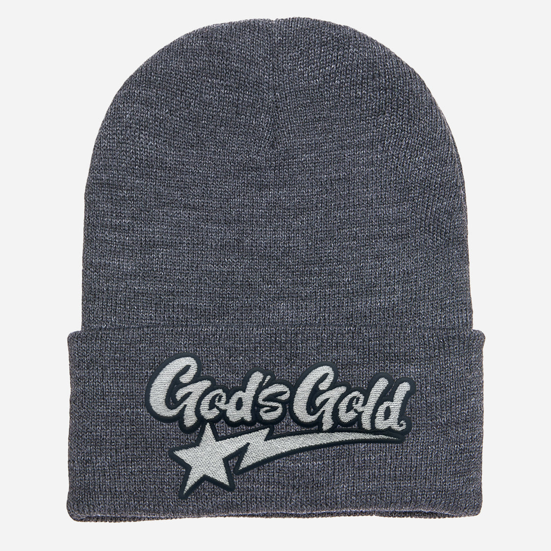 God's Gold Cuffed Knit Beanie Dark Grey