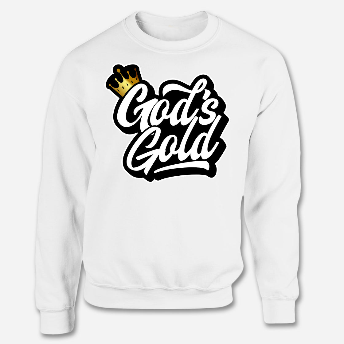 God's Gold Skull White Crew Neck Sweater