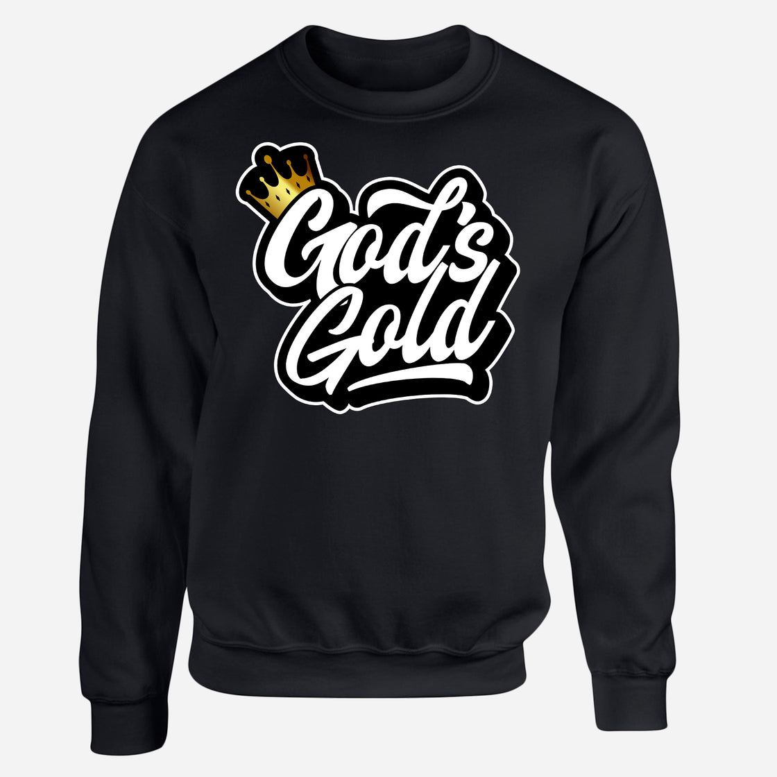 God's Gold Skull Black Crew Neck Sweater