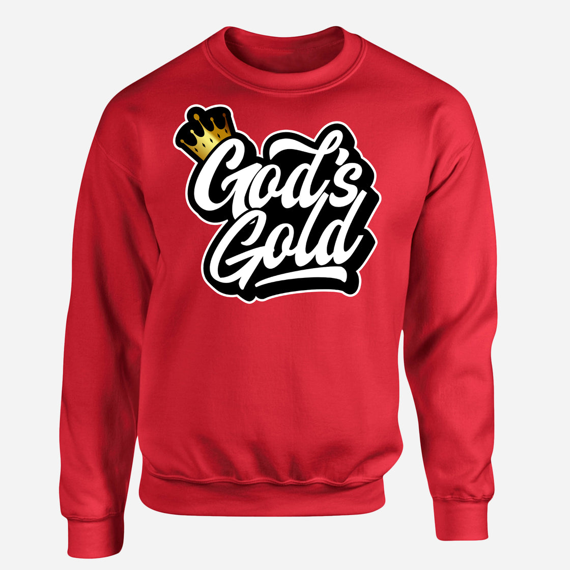 God's Gold Skull Red Crew Neck Sweater