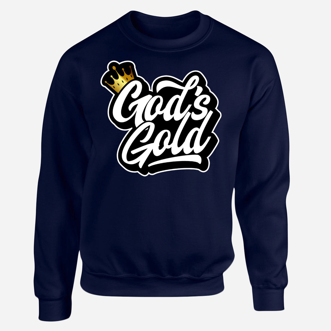 God's Gold Navy Crew Neck Sweater