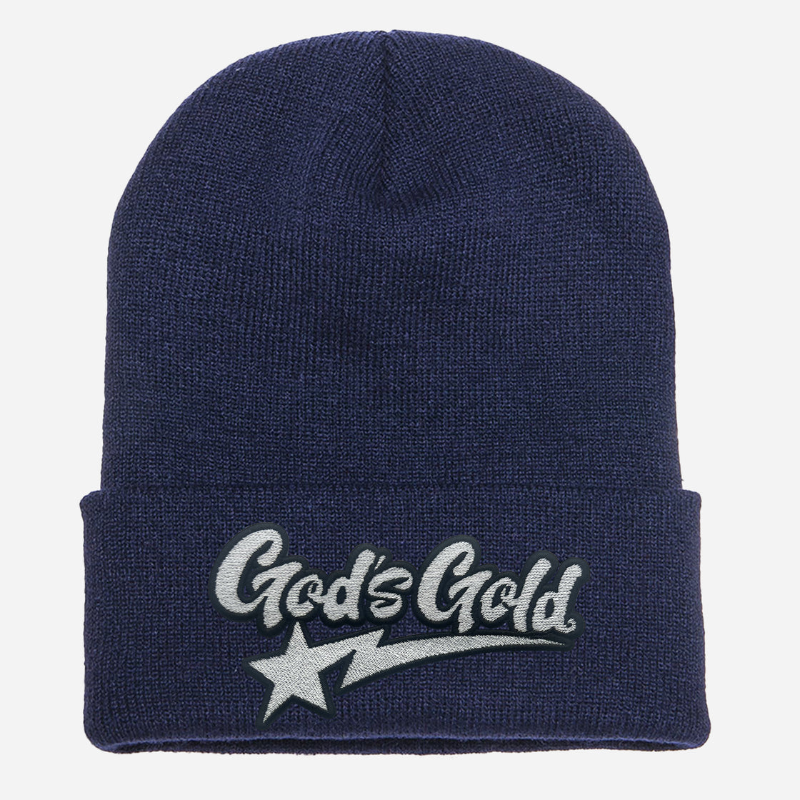 God's Gold Cuffed Knit Beanie Navy