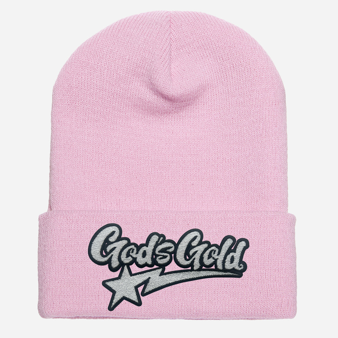 God's Gold Cuffed Knit Beanie Pink