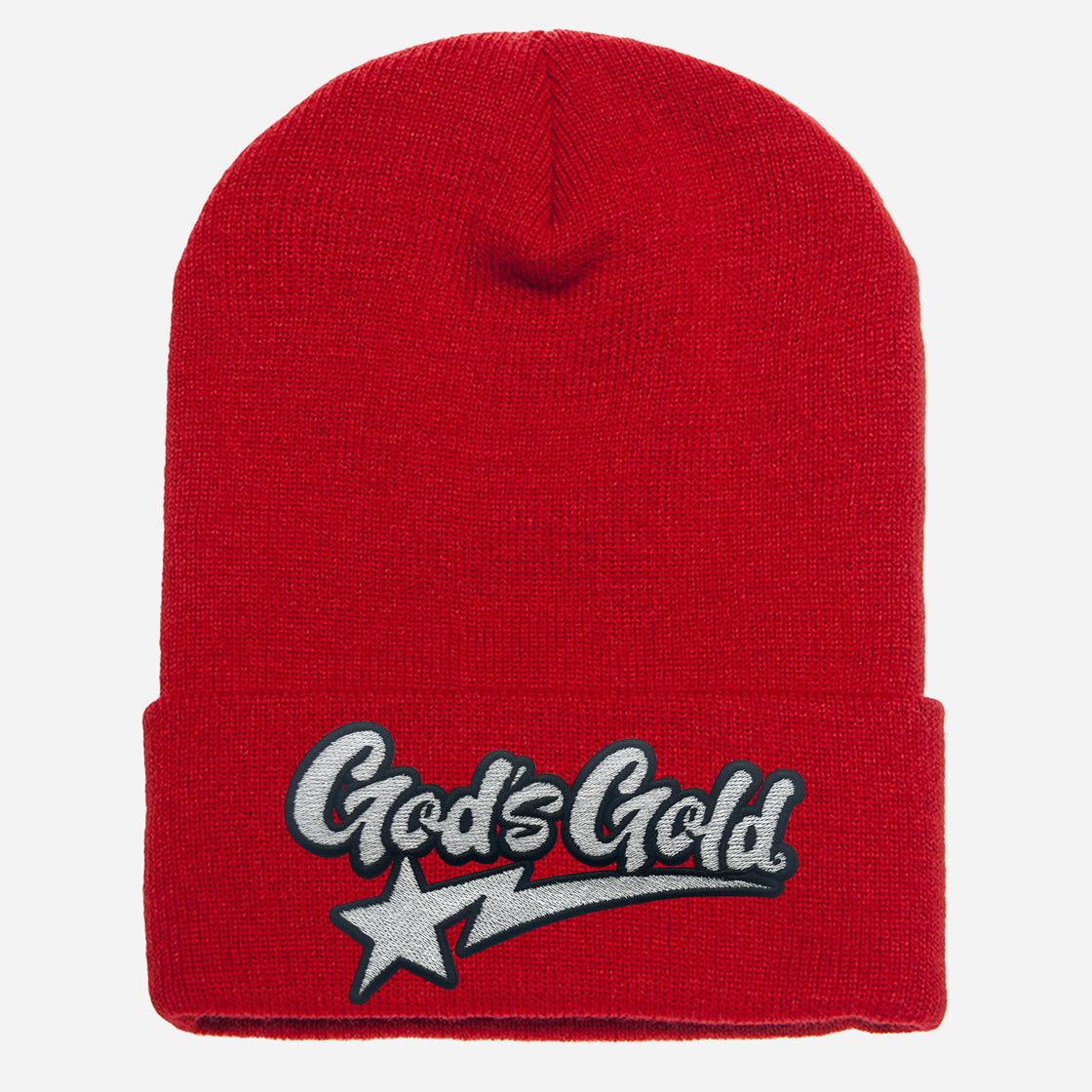 God's Gold Cuffed Knit Beanie Red