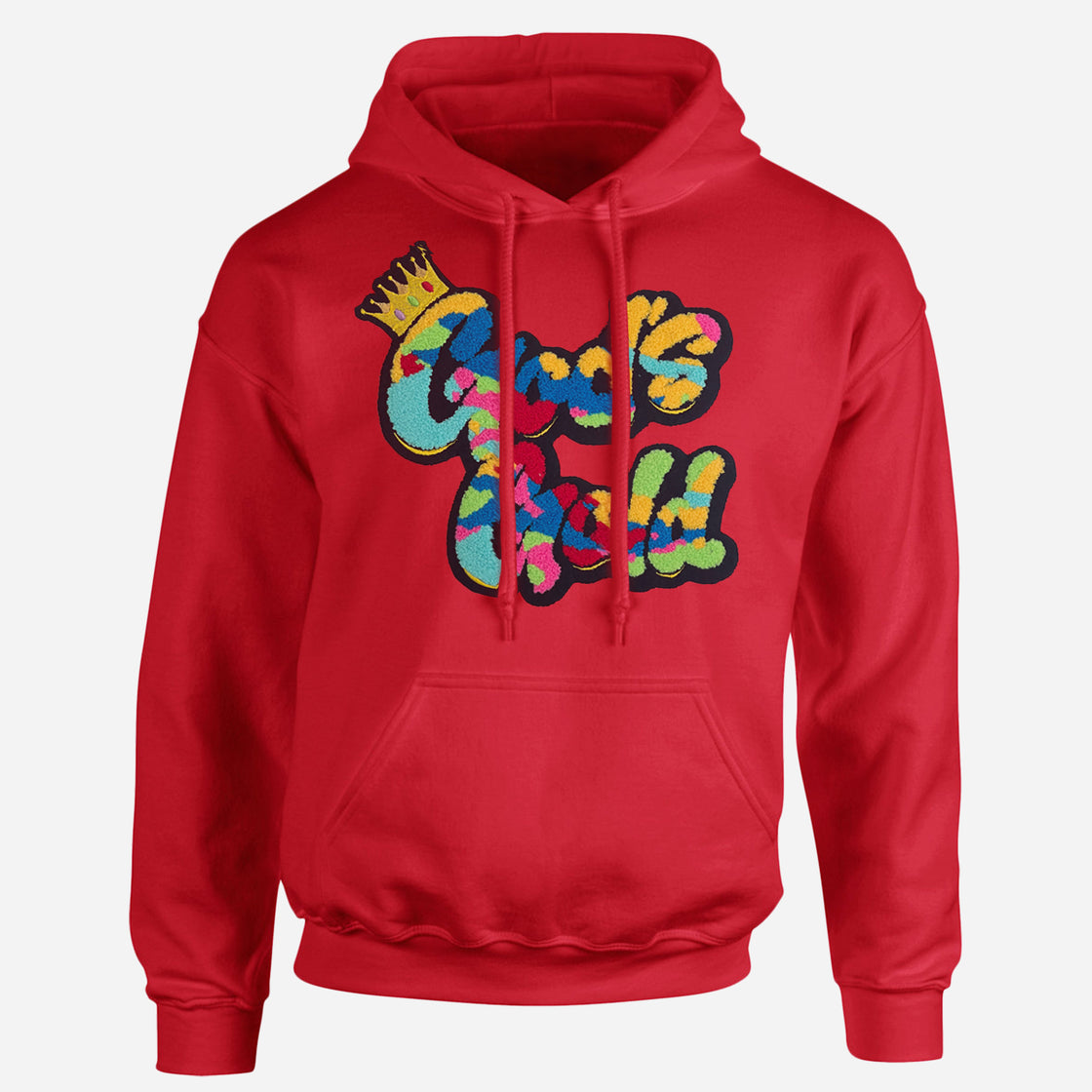 God's Gold Chenille Multi-Color Red Hoodie